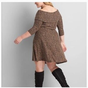 Off the shoulder leopard dress with pockets, stretchy plus size